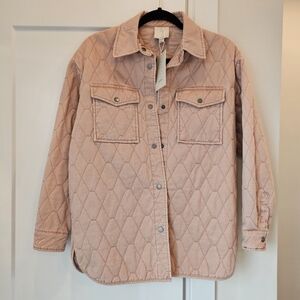 Joie Pink Quilted Oversized Shirt Jacket size XS